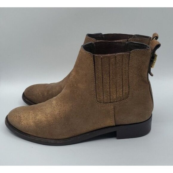 Tory Burch Wade Chelsea Gold Shimmer Leather Ankle Boot Women's 9M /40 - Picture 4 of 12